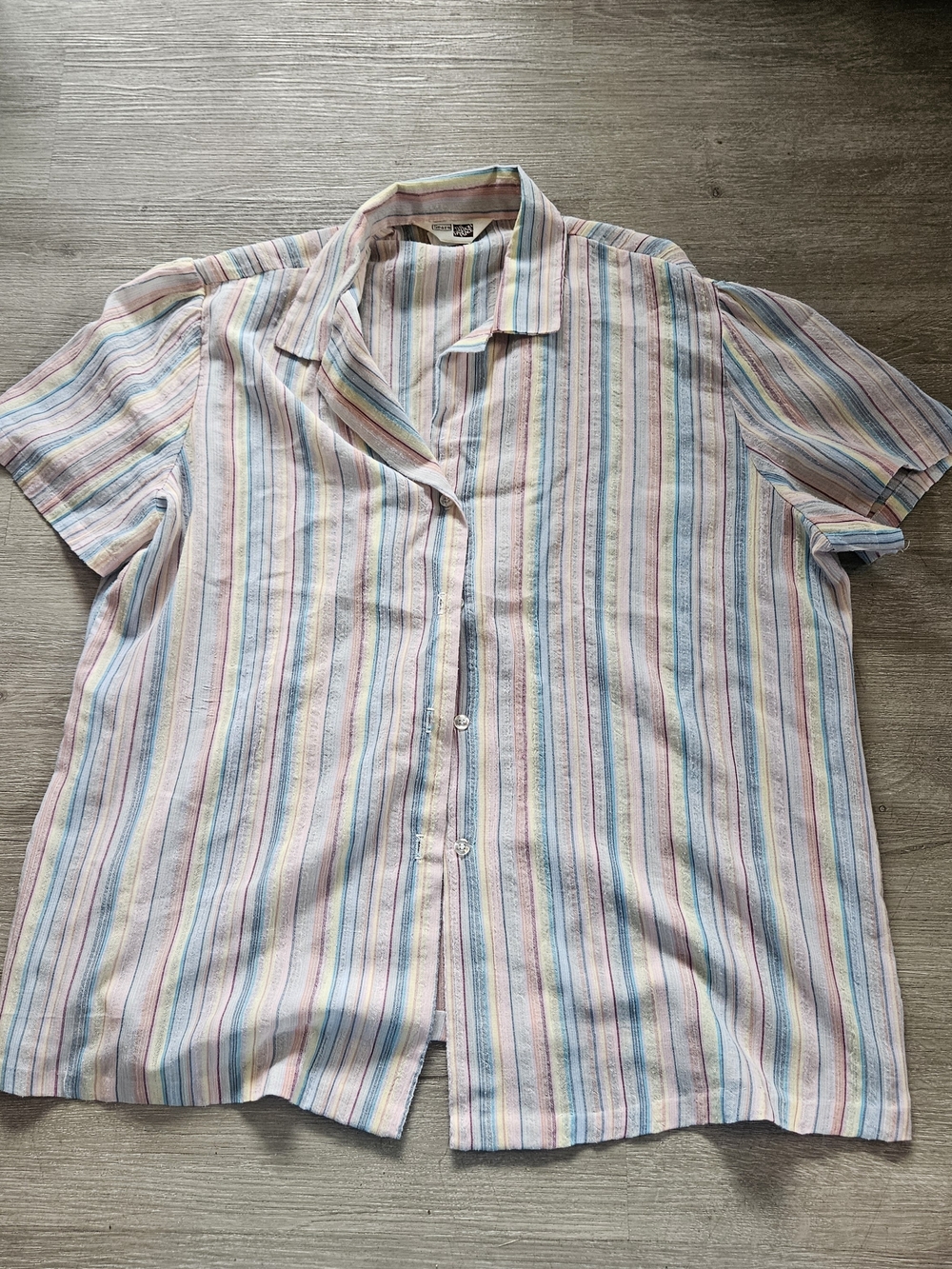 Vintage 70s/80s Sears The Fashion Place Pastel Rainbow Striped Blouse